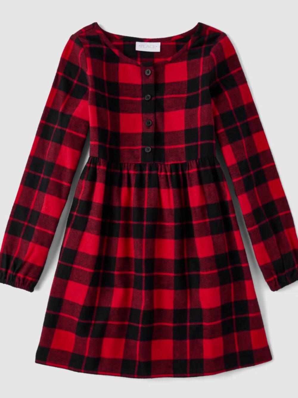 Children's Place - Buffalo Plaid Flannel Shirt Dress - red